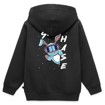 Skihase - Skifahren - Winterurlaub in den Bergen - Kinder Premium Organic Zip Hoodie - Schwarz - Hinten - AI Model Kid Male (0cm)