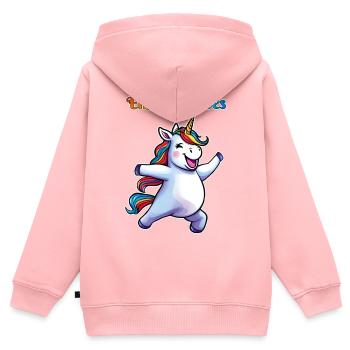 Tanzendes Einhorn Vibes - Kinder Premium Organic Zip Hoodie - Rosa - Hinten - AI Model Kid Female (0cm)