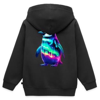 Aurora Borealis Pinguin - Kinder Premium Organic Zip Hoodie - Schwarz - Hinten - AI Model Kid Male (0cm)