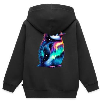 Aurora Borealis Pinguin - Kinder Premium Organic Zip Hoodie - Schwarz - Hinten - AI Model Kid Male (0cm)