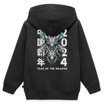 Dragons chinois - Sweat Premium à capuche zippé enfant bio - noir - Dos - AI Model Kid Male (0cm)