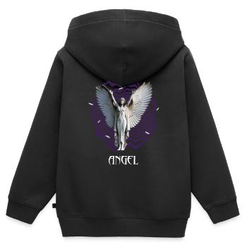 Ange déchu - Sweat Premium à capuche zippé enfant bio - noir - Dos - AI Model Kid Male (0cm)