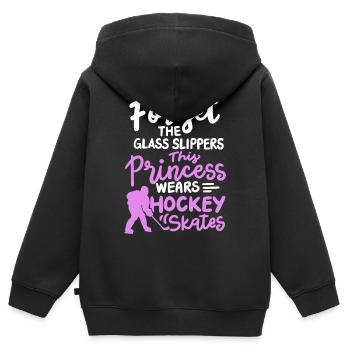 Eishockey Mädchen Hockey Schlittschuhe - Kinder Premium Organic Zip Hoodie - Schwarz - Hinten - AI Model Kid Male (0cm)