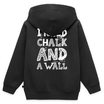 craie rocher mur d’escalade drôle dictons logo - Sweat Premium à capuche zippé enfant bio - noir - Dos - AI Model Kid Male (0cm)