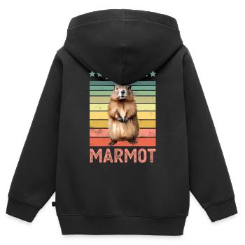 Murmeltier - Kinder Premium Organic Zip Hoodie - Schwarz - Hinten - AI Model Kid Male (0cm)