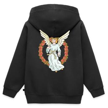 Schutzengel Beschützer Engel Rosenkranz spirituell - Kinder Premium Organic Zip Hoodie - Schwarz - Hinten - AI Model Kid Male (0cm)