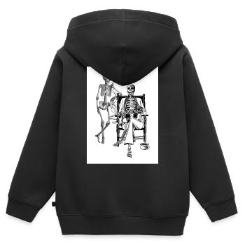 Skelett - Kinder Premium Organic Zip Hoodie - Schwarz - Hinten - AI Model Kid Male (0cm)