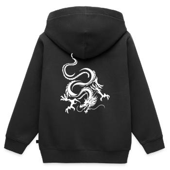 Dragon Blanc Art graphique complexe - Sweat Premium à capuche zippé enfant bio - noir - Dos - AI Model Kid Male (0cm)