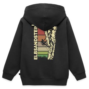 Escalade des montagnes de grès de l’Elbe - Suisse saxonne - Sweat Premium à capuche zippé enfant bio - noir - Dos - AI Model Kid Male (0cm)