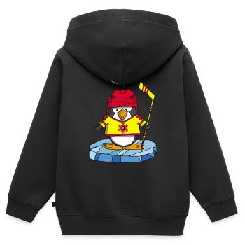 Pinguin und Wintersport - Kinder Premium Organic Zip Hoodie - Schwarz - Hinten - AI Model Kid Male (0cm)