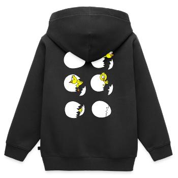 Le poussin - Sweat Premium à capuche zippé enfant bio - noir - Dos - AI Model Kid Male (0cm)