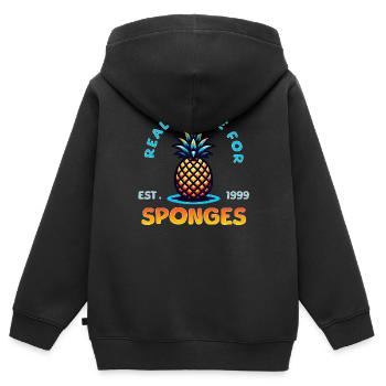 Immobilier pour éponges / Maison Sweet Pineapple - Sweat Premium à capuche zippé enfant bio - noir - Dos - AI Model Kid Male (0cm)