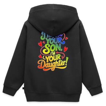 im not your son, im your daughter - Kinder Premium Organic Zip Hoodie - Schwarz - Hinten - AI Model Kid Male (0cm)