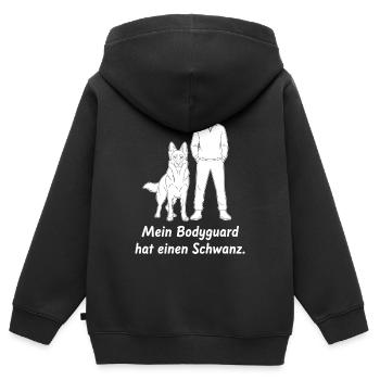 Mein Bodyguard hat einen Schwanz. - Kinder Premium Organic Zip Hoodie - Schwarz - Hinten - AI Model Kid Male (0cm)