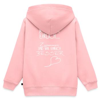 Soyons honnêtes | Cadeau | L’amour | Couple | Équipe - Sweat Premium à capuche zippé enfant bio - rose - Dos - AI Model Kid Female (0cm)
