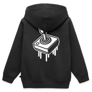 Retro Gamer Symbol - Kinder Premium Organic Zip Hoodie - Schwarz - Hinten - AI Model Kid Male (0cm)