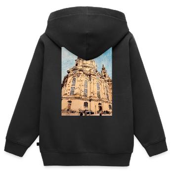 Frauenkirche zu Dresden - Kinder Premium Organic Zip Hoodie - Schwarz - Hinten - AI Model Kid Male (0cm)