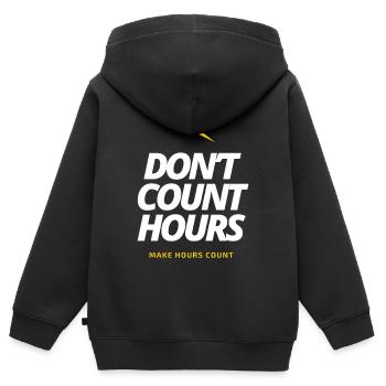 Zählen Sie nicht Stunden, sondern lassen Sie Stunden zählen LateNightGrind - Kinder Premium Organic Zip Hoodie - Schwarz - Hinten - AI Model Kid Male (0cm)