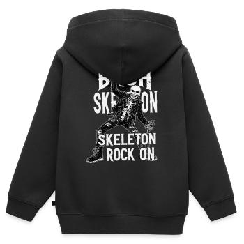 Skelett Rock Leder Punk - Kinder Premium Organic Zip Hoodie - Schwarz - Hinten - AI Model Kid Male (0cm)