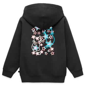 Retro Sterne Katzen Kinder 60er - Kinder Premium Organic Zip Hoodie - Schwarz - Hinten - AI Model Kid Male (0cm)