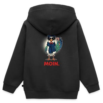 Moin Seagull Seemann Frise orientale Vacances - Sweat Premium à capuche zippé enfant bio - noir - Dos - AI Model Kid Male (0cm)