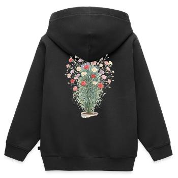Romantischer Nelkenstrauß - Kinder Premium Organic Zip Hoodie - Schwarz - Hinten - AI Model Kid Male (0cm)