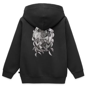 Schwarzweiß Flora Muster - Kinder Premium Organic Zip Hoodie - Schwarz - Hinten - AI Model Kid Male (0cm)