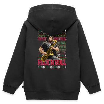 Jingle Bell Rockabilly Xmas RHPS Eddie - Kinder Premium Organic Zip Hoodie - Schwarz - Hinten - AI Model Kid Male (0cm)