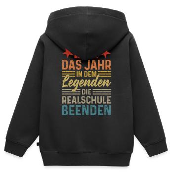 2026 Jahr in dem Legenden die Realschule beenden - Kinder Premium Organic Zip Hoodie - Schwarz - Hinten - AI Model Kid Male (0cm)