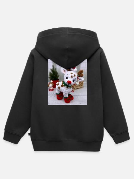 Gestricktes Weihnachtsrentier - Kinder Premium Organic Zip Hoodie - Schwarz