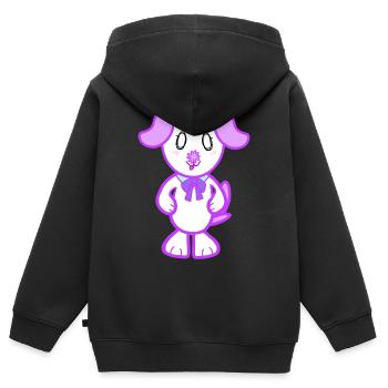 KawaiiDOGGOS - Imprimé floral - Sweat Premium à capuche zippé enfant bio - noir - Dos - AI Model Kid Male (0cm)