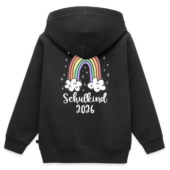 Inscription scolaire 2026 Girl Rainbow - Sweat Premium à capuche zippé enfant bio - noir - Dos - AI Model Kid Male (0cm)