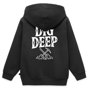 Creusez profondément - Sweat Premium à capuche zippé enfant bio - noir - Dos - AI Model Kid Male (0cm)