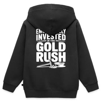 Emotional in den Goldrausch investiert - Kinder Premium Organic Zip Hoodie - Schwarz - Hinten - AI Model Kid Male (0cm)