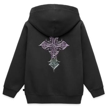 Irisierendes gotisches Kreuz Templer-Flair - Kinder Premium Organic Zip Hoodie - Schwarz - Hinten - AI Model Kid Male (0cm)