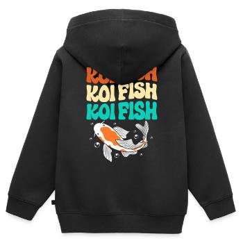 Poisson koi carpe koi koi - Sweat Premium à capuche zippé enfant bio - noir - Dos - AI Model Kid Male (0cm)