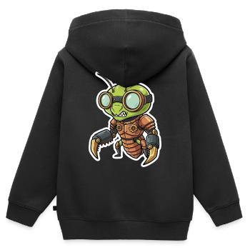 Betende Gottesanbeter-Steampunk-Kupferrüstung - Kinder Premium Organic Zip Hoodie - Schwarz - Hinten - AI Model Kid Male (0cm)