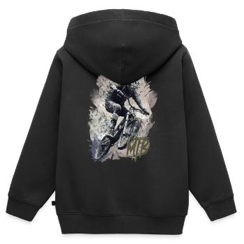 Mtb - Kinder Premium Organic Zip Hoodie - Schwarz - Hinten - AI Model Kid Male (0cm)