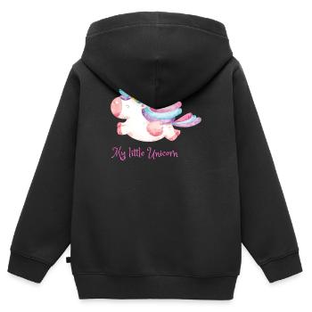 Mein kleines Einhorn Regenbogen - Kinder Premium Organic Zip Hoodie - Schwarz - Hinten - AI Model Kid Male (0cm)