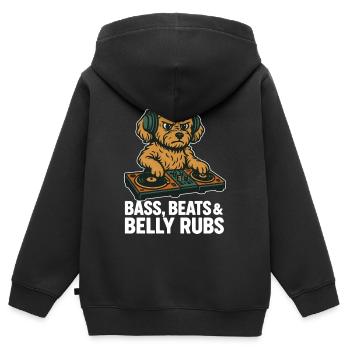 DJ Maltipoo: Bass, Beats & Belly Rubs Retro Design - Kids Premium Organic Zip-up Hoodie - black - Back - AI Model Kid Male (0cm)