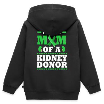 Don d’organes par don de rein - Sweat Premium à capuche zippé enfant bio - noir - Dos - AI Model Kid Male (0cm)