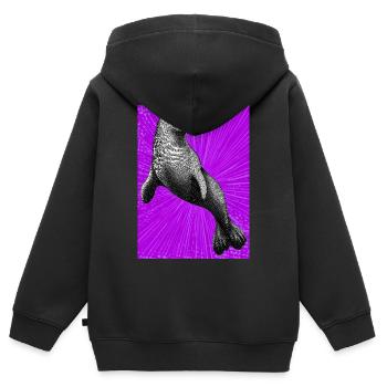 Siegel - Kinder Premium Organic Zip Hoodie - Schwarz - Hinten - AI Model Kid Male (0cm)