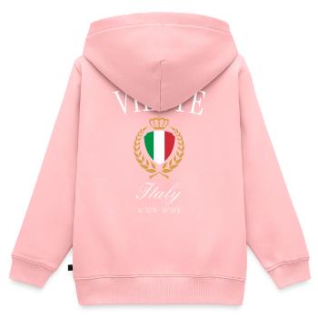 Vieste Italy Coat of Arms Crown – Travel Souvenir - Kids Premium Organic Zip-up Hoodie - rose - Back - AI Model Kid Female (0cm)