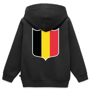 Belgien - Kinder Premium Organic Zip Hoodie - Schwarz - Hinten - AI Model Kid Male (0cm)