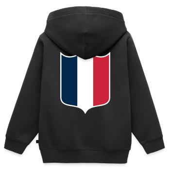 France - Sweat Premium à capuche zippé enfant bio - noir - Dos - AI Model Kid Male (0cm)