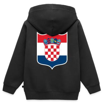 Kroatien - Kinder Premium Organic Zip Hoodie - Schwarz - Hinten - AI Model Kid Male (0cm)