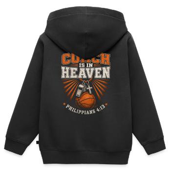 My Coach Is In Heaven Christian Basketball - Kids Premium Organic Zip-up Hoodie - black - Back - AI Model Kid Male (0cm)