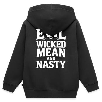 Maléfique, méchant, méchant et méchant - Sweat Premium à capuche zippé enfant bio - noir - Dos - AI Model Kid Male (0cm)