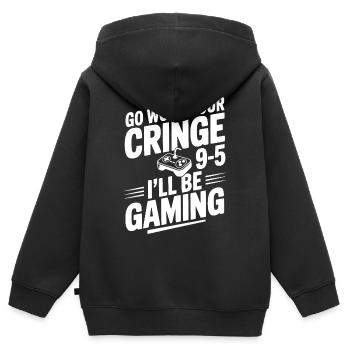 Go Work Your 9-5 I'll Be Gaming - Kids Premium Organic Zip-up Hoodie - black - Back - AI Model Kid Male (0cm)