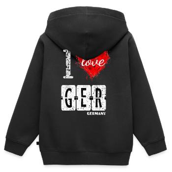 J’adore l’Allemagne - Sweat Premium à capuche zippé enfant bio - noir - Dos - AI Model Kid Male (0cm)